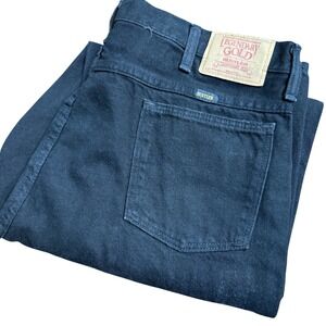 Rustler Legendary Gold Jeans Black Denim Straight Leg Mens 38x32(36x32) USA